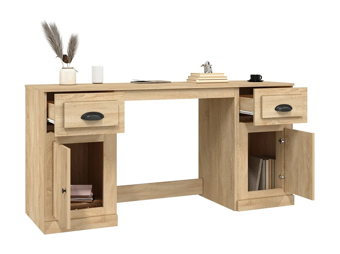Bureau avec armoire chêne sonoma bois d'ingénierie
