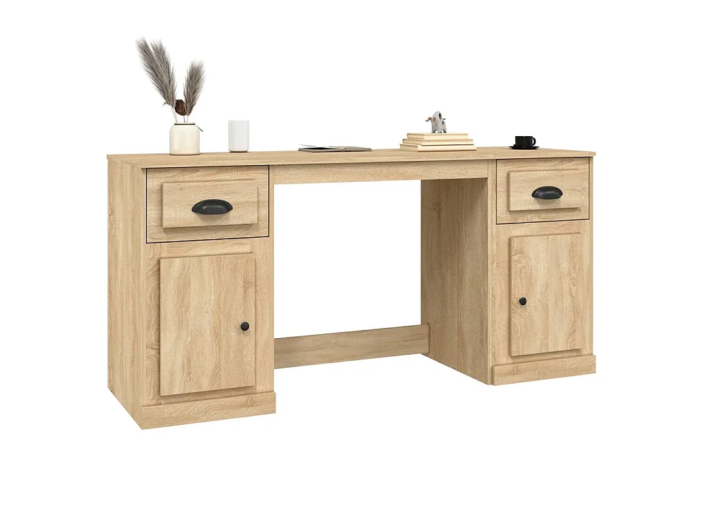 Bureau avec armoire chêne sonoma bois d'ingénierie