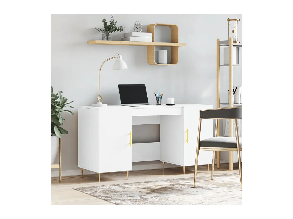Bureau blanc 140x50x75 cm bois d'ingénierie