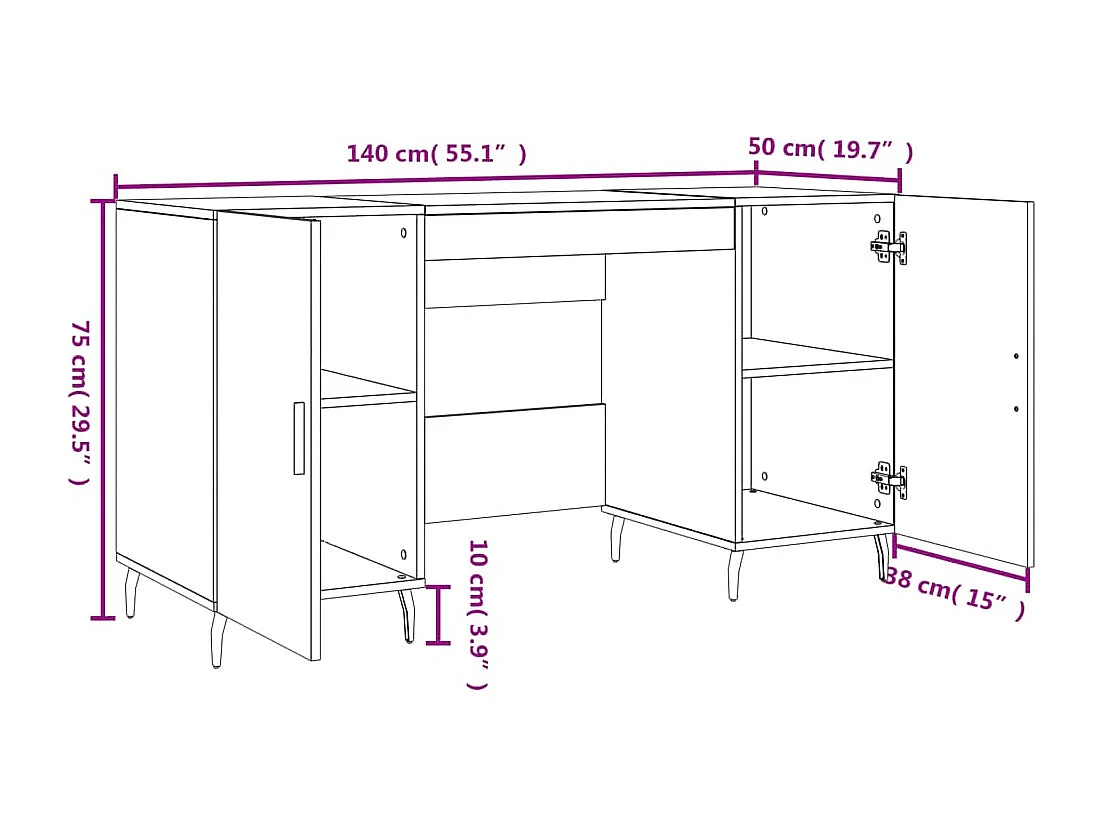 Escritorio madera de ingeniería blanco 140x50x75 cm