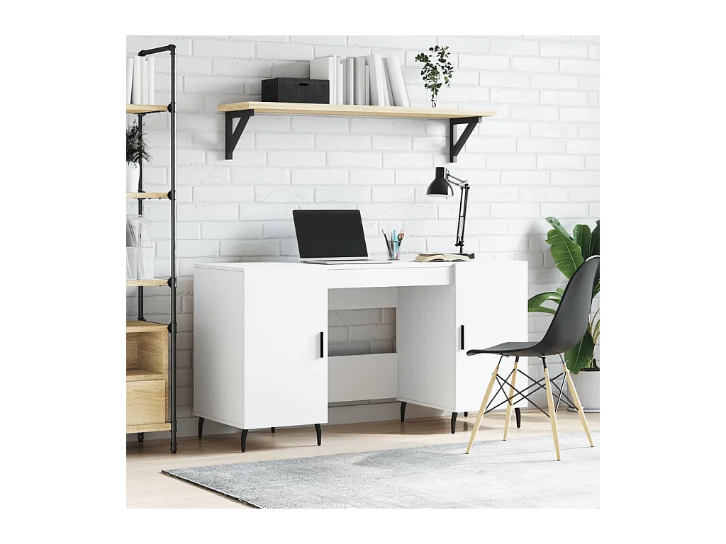 Bureau blanc 140x50x75 cm bois d'ingénierie