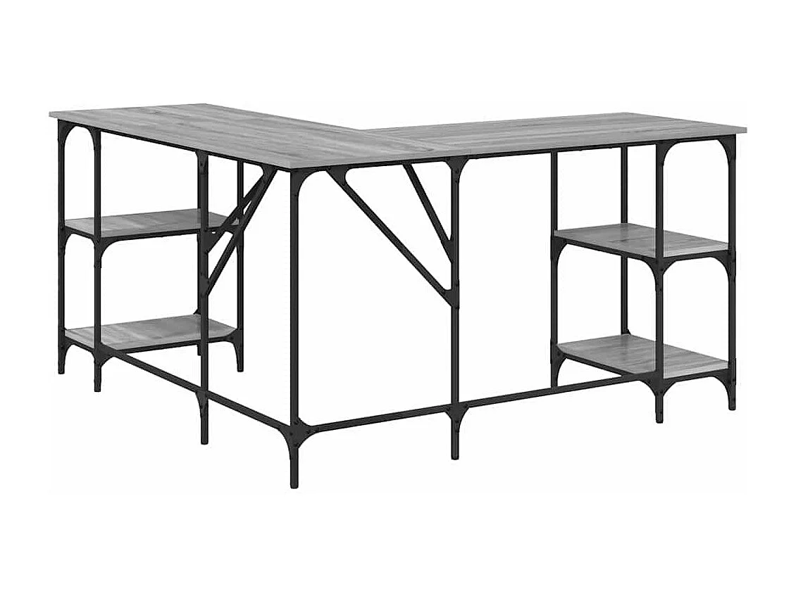 Bureau sonoma gris 139x139x75 cm bois d'ingénierie
