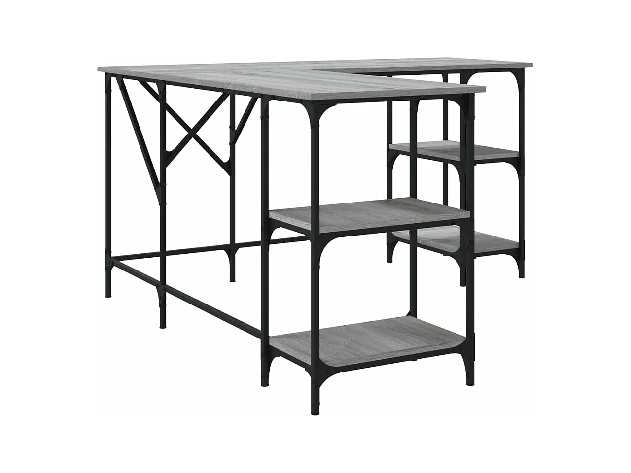 Bureau sonoma gris 139x139x75 cm bois d'ingénierie