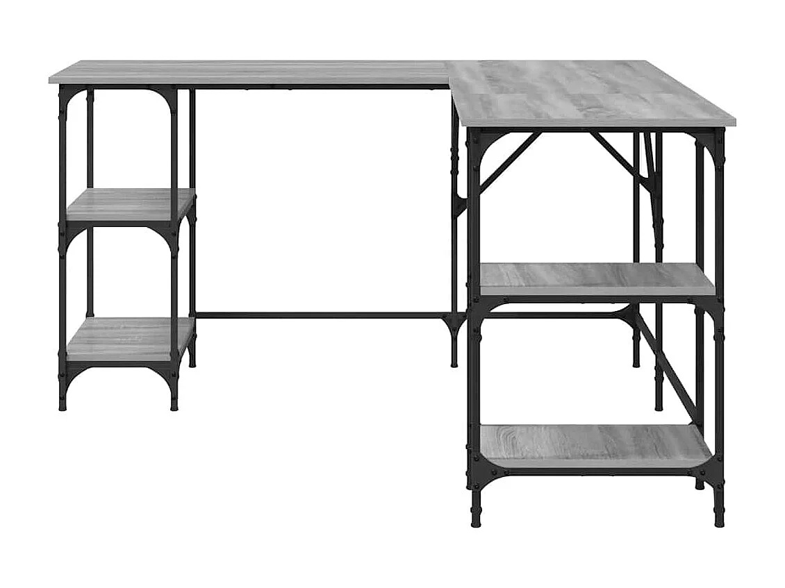 Bureau 139x139x75 cm bewerkt hout grijs sonoma eikenkleurig