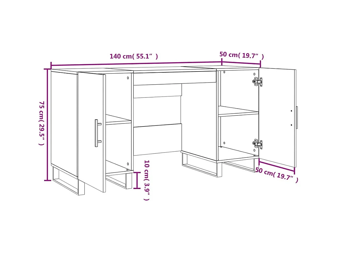 Scrivania Rovere Sonoma 140x50x75 cm in Legno Multistrato