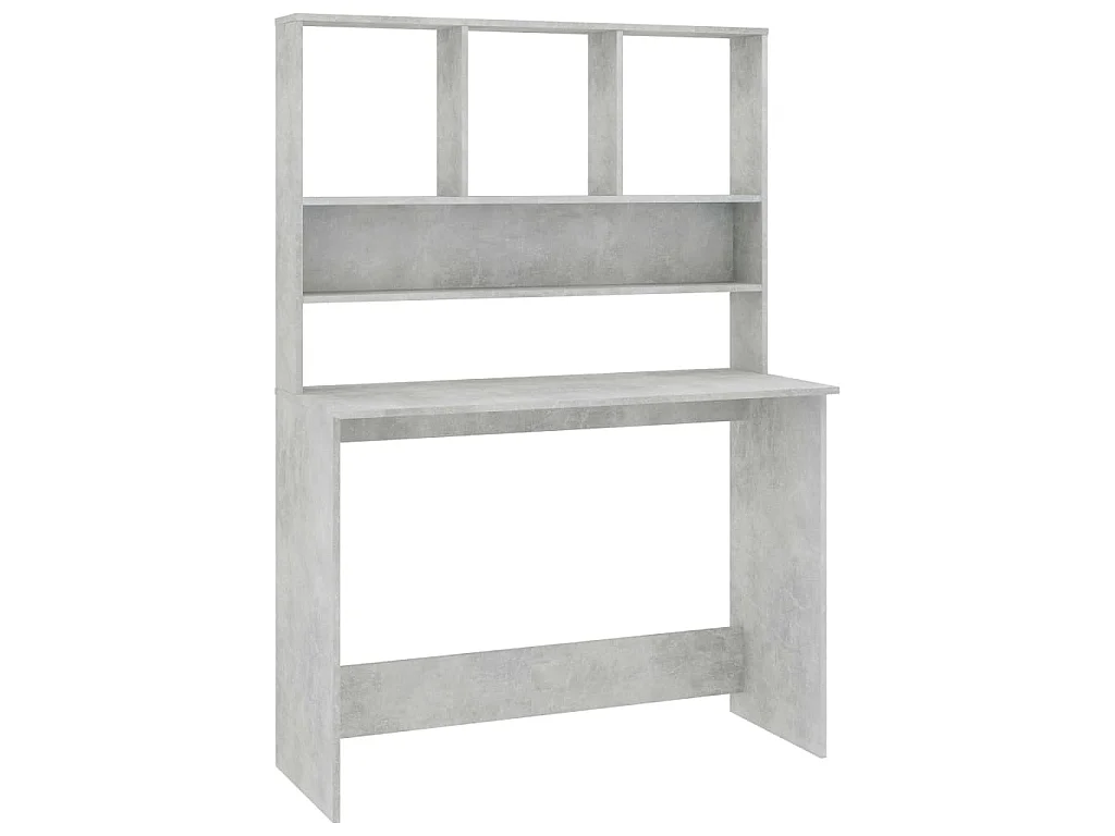 Bureau met schappen 110x45x157 cm bewerkt hout betongrijs