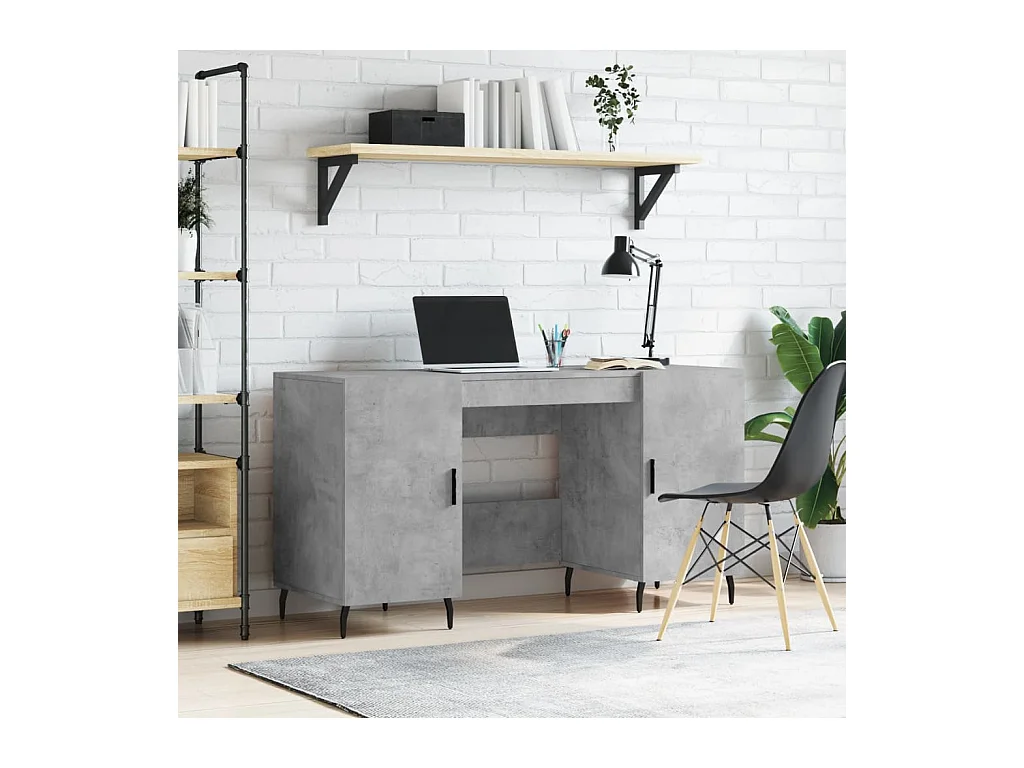Bureau gris béton 140x50x75 cm bois d'ingénierie