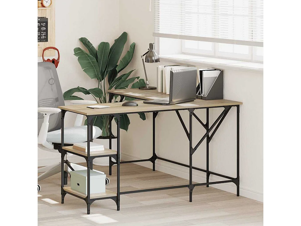 Bureau 139x139x75 cm bewerkt hout sonoma eikenkleurig