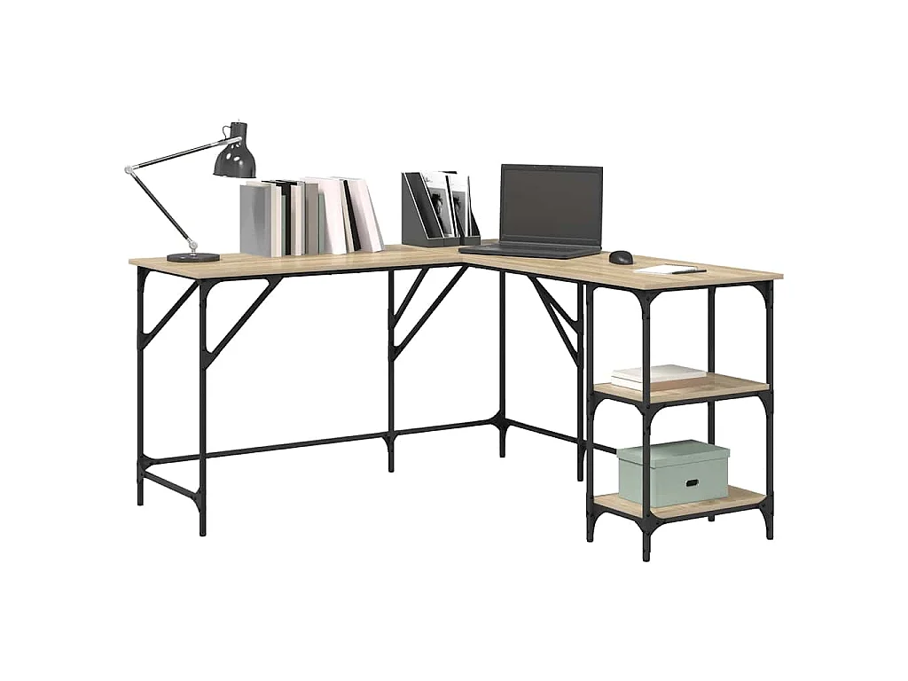 Bureau 139x139x75 cm bewerkt hout sonoma eikenkleurig