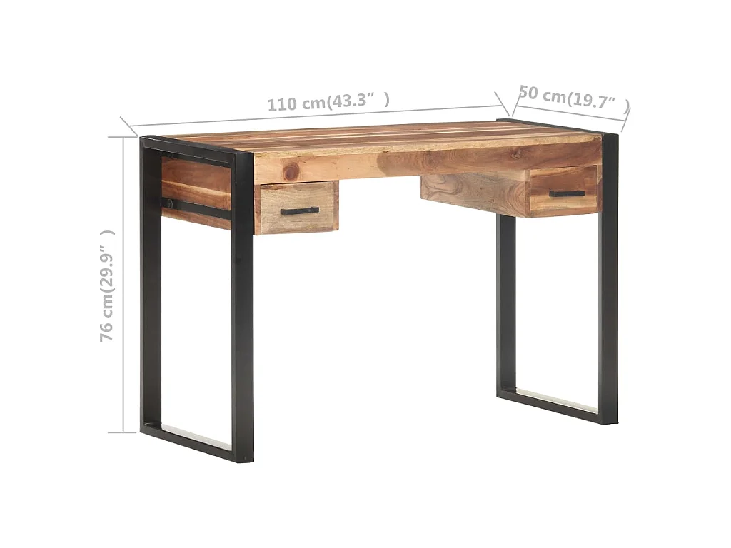 Escritorio de madera maciza 110x50x76 cm