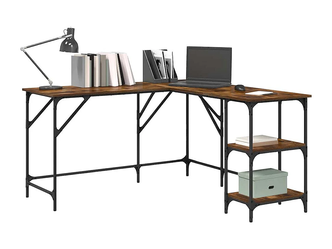 Bureau chêne fumé 139x139x75 cm bois d'ingénierie