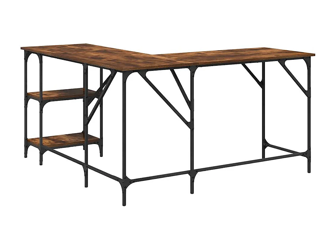 Bureau chêne fumé 139x139x75 cm bois d'ingénierie