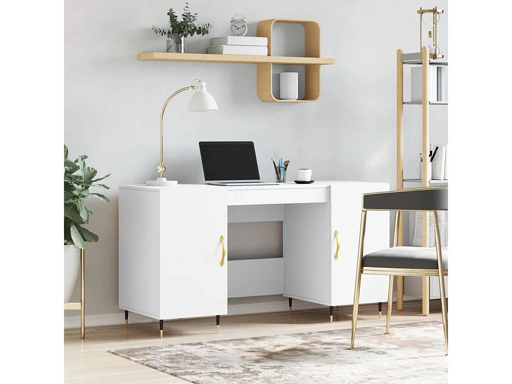 Bureau blanc 140x50x75 cm bois d'ingénierie