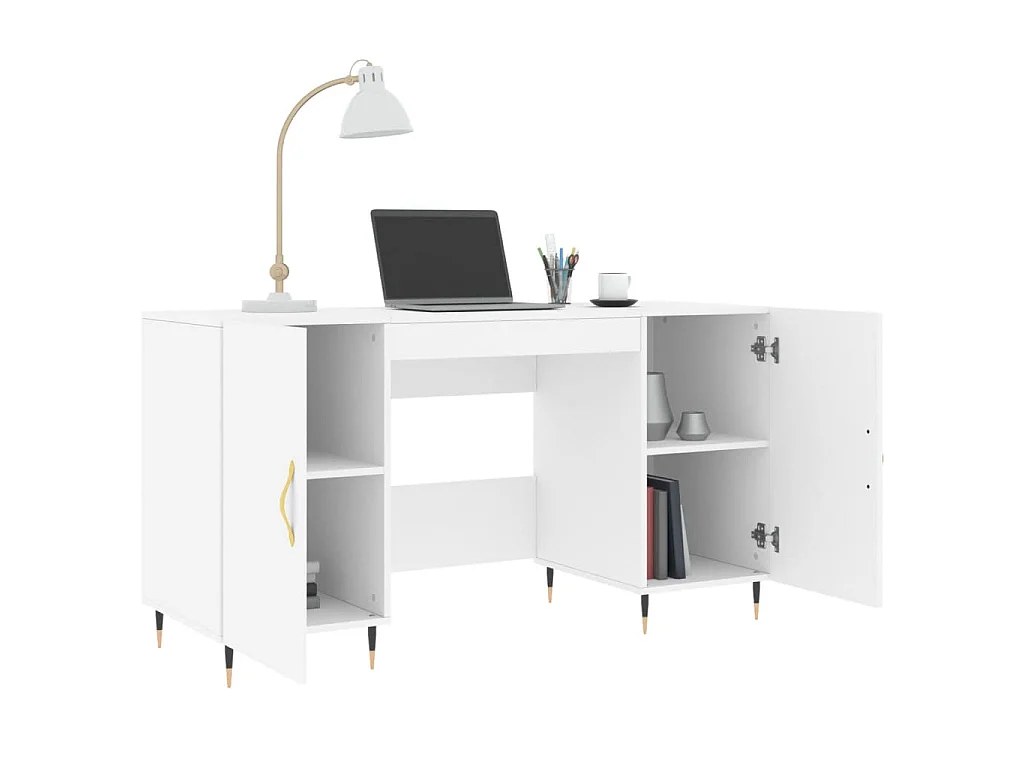 Bureau blanc 140x50x75 cm bois d'ingénierie