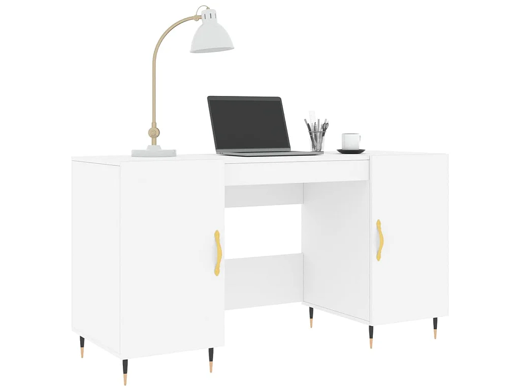 Bureau blanc 140x50x75 cm bois d'ingénierie