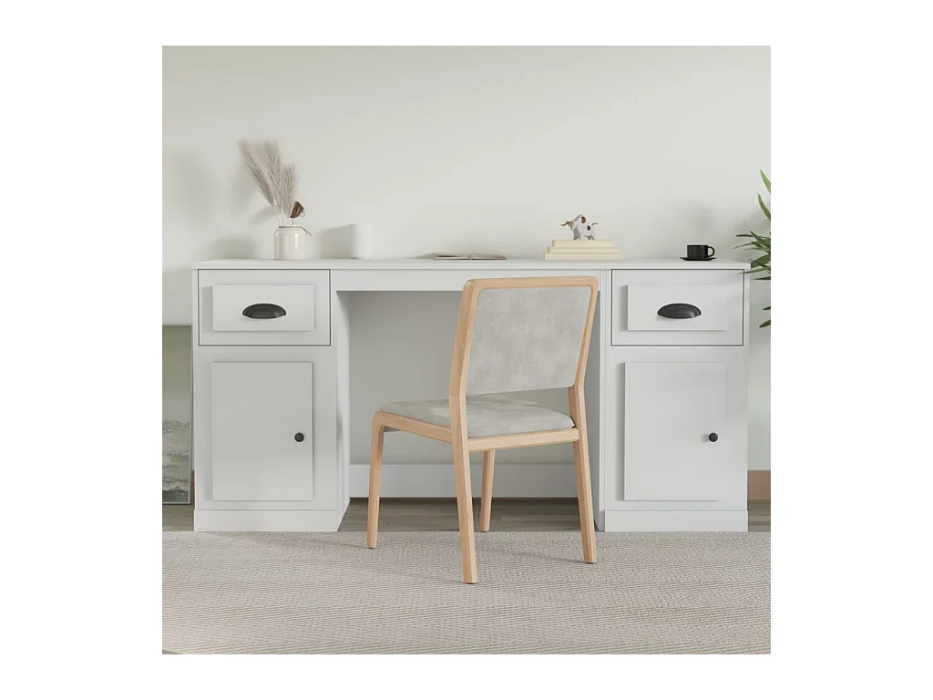 Bureau avec armoire blanc bois d'ingénierie