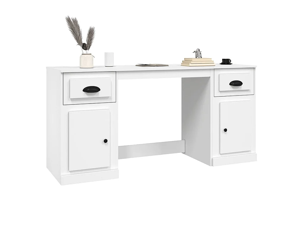 Bureau avec armoire blanc bois d'ingénierie
