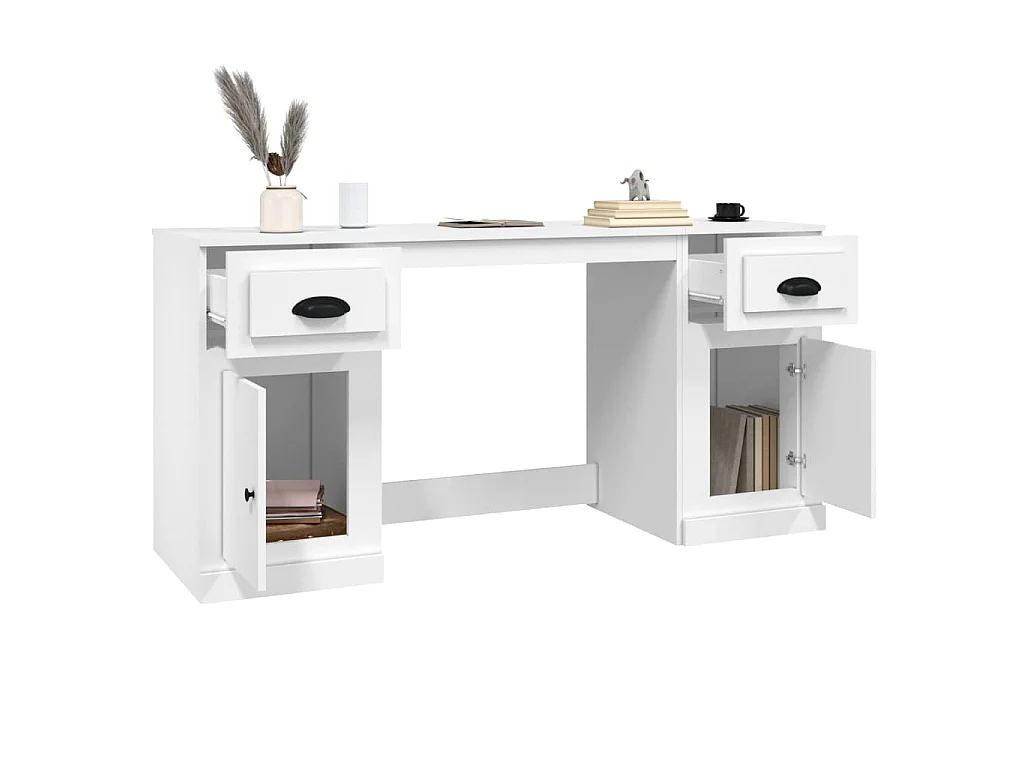 Bureau avec armoire blanc bois d'ingénierie