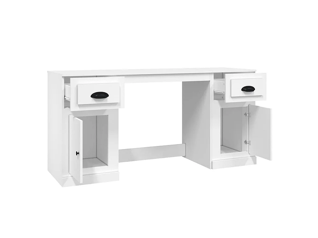 Bureau avec armoire blanc bois d'ingénierie