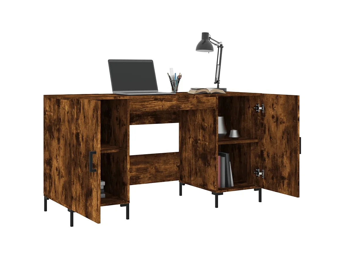 Bureau chêne fumé 140x50x75 cm bois d'ingénierie