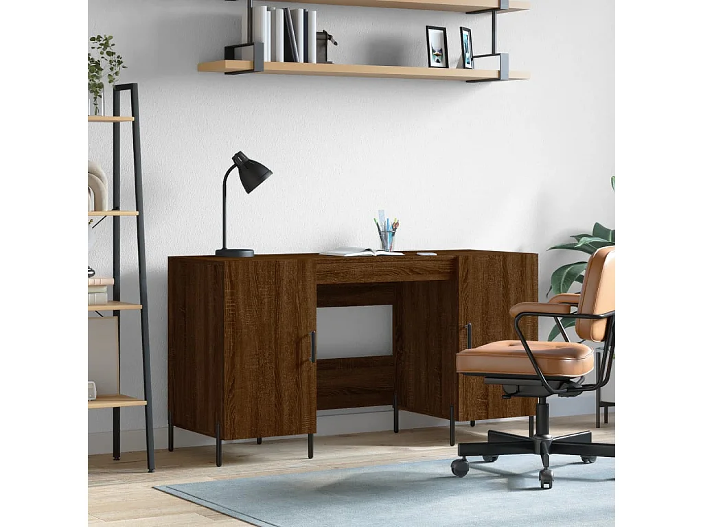 Bureau chêne marron 140x50x75 cm bois d'ingénierie