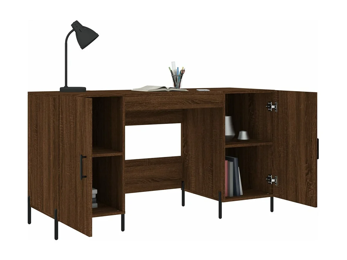 Bureau chêne marron 140x50x75 cm bois d'ingénierie