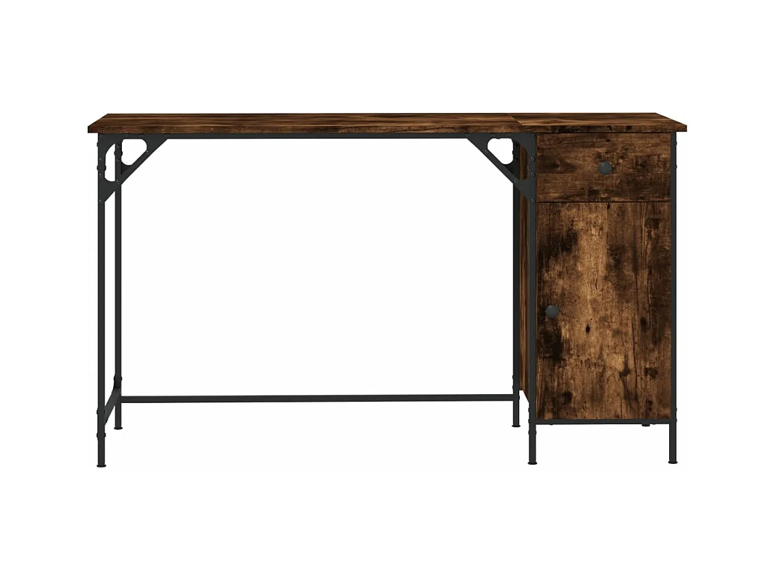 Bureau d'ordinateur chêne fumé 131x48x75 cm bois d’ingénierie
