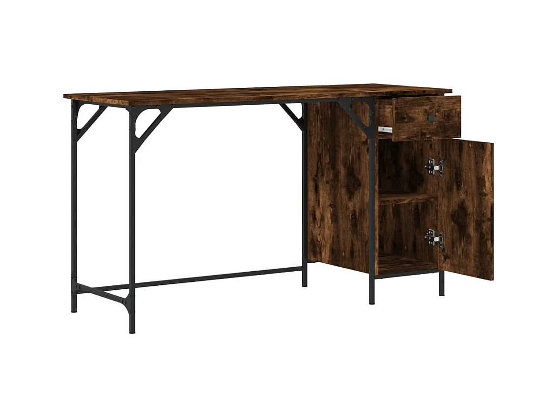 Bureau d'ordinateur chêne fumé 131x48x75 cm bois d’ingénierie
