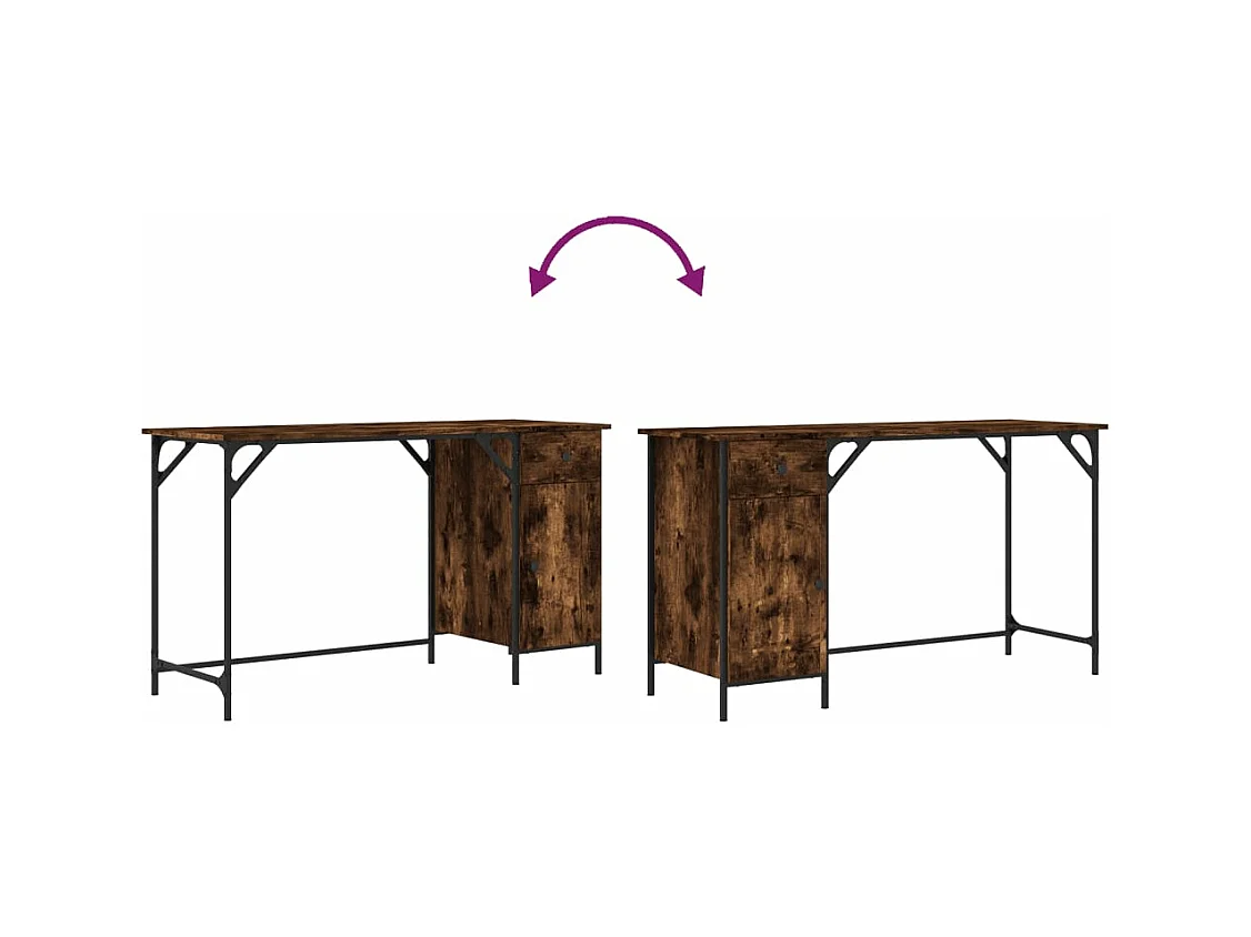 Bureau d'ordinateur chêne fumé 131x48x75 cm bois d’ingénierie