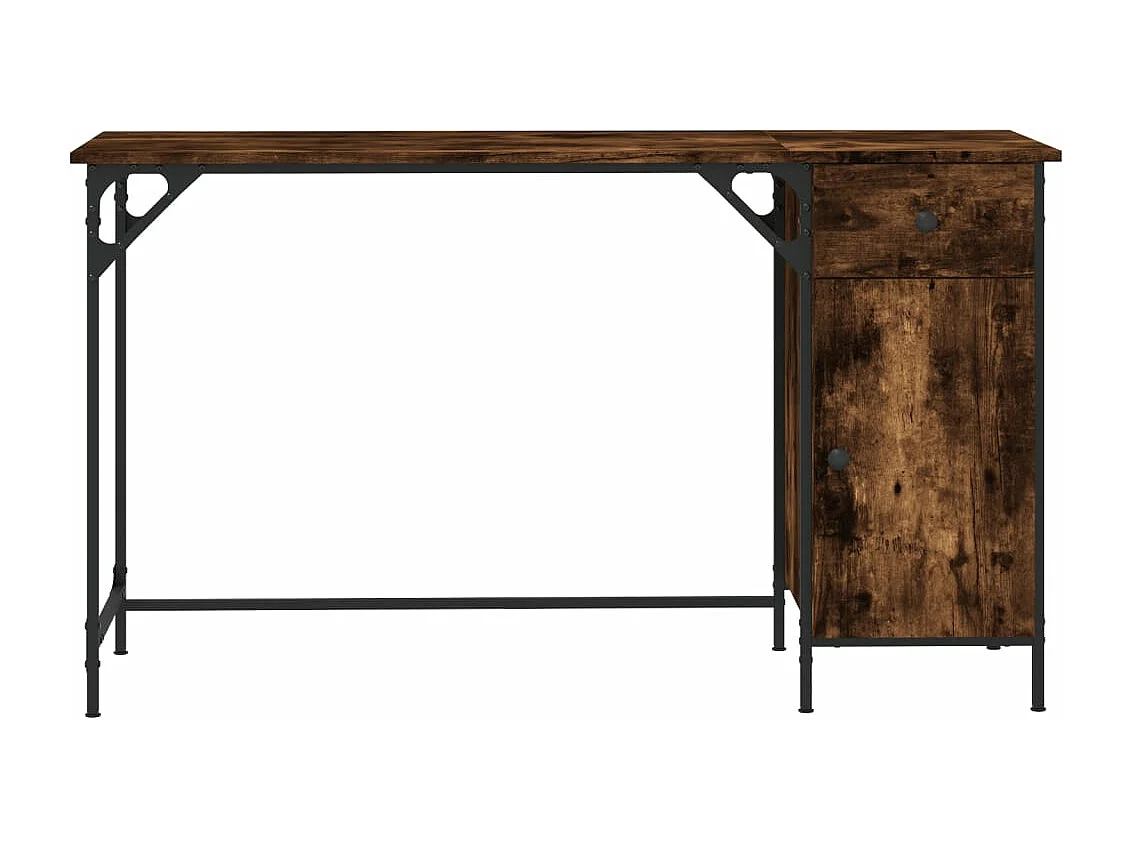 Bureau d'ordinateur chêne fumé 131x48x75 cm bois d’ingénierie