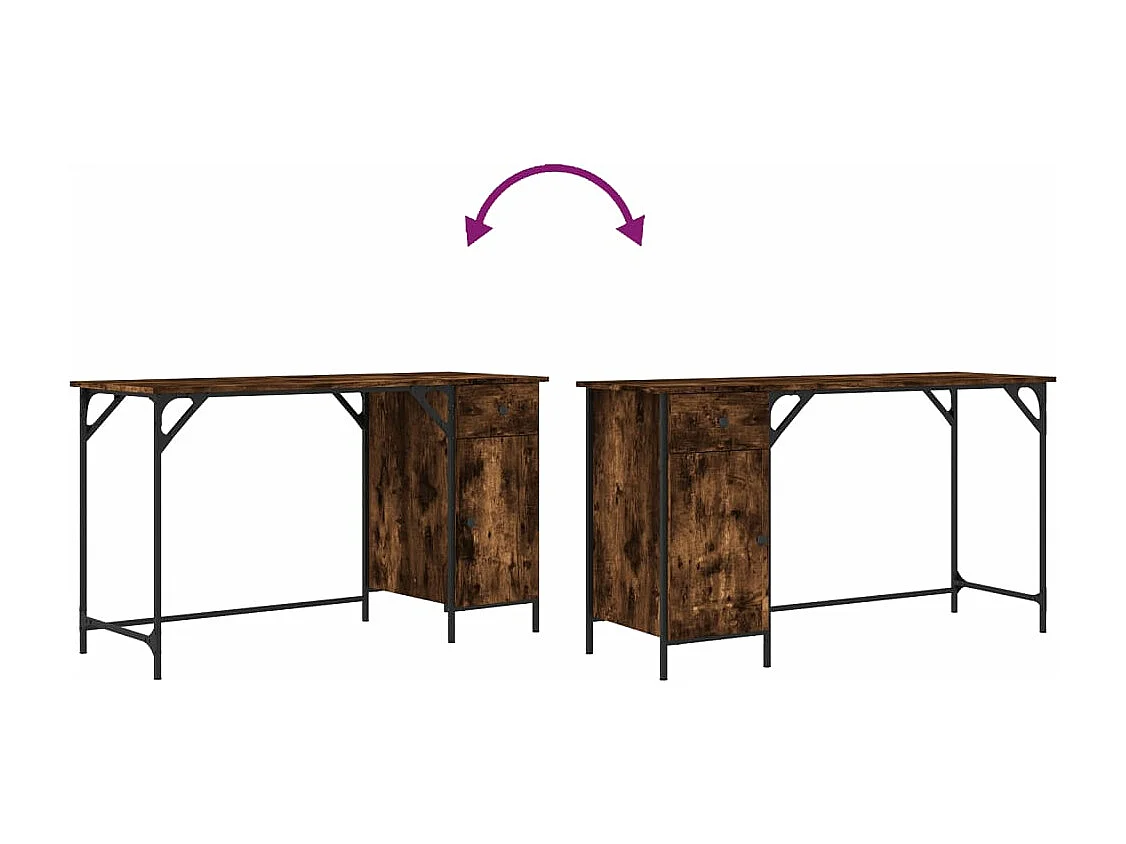 Bureau d'ordinateur chêne fumé 131x48x75 cm bois d’ingénierie