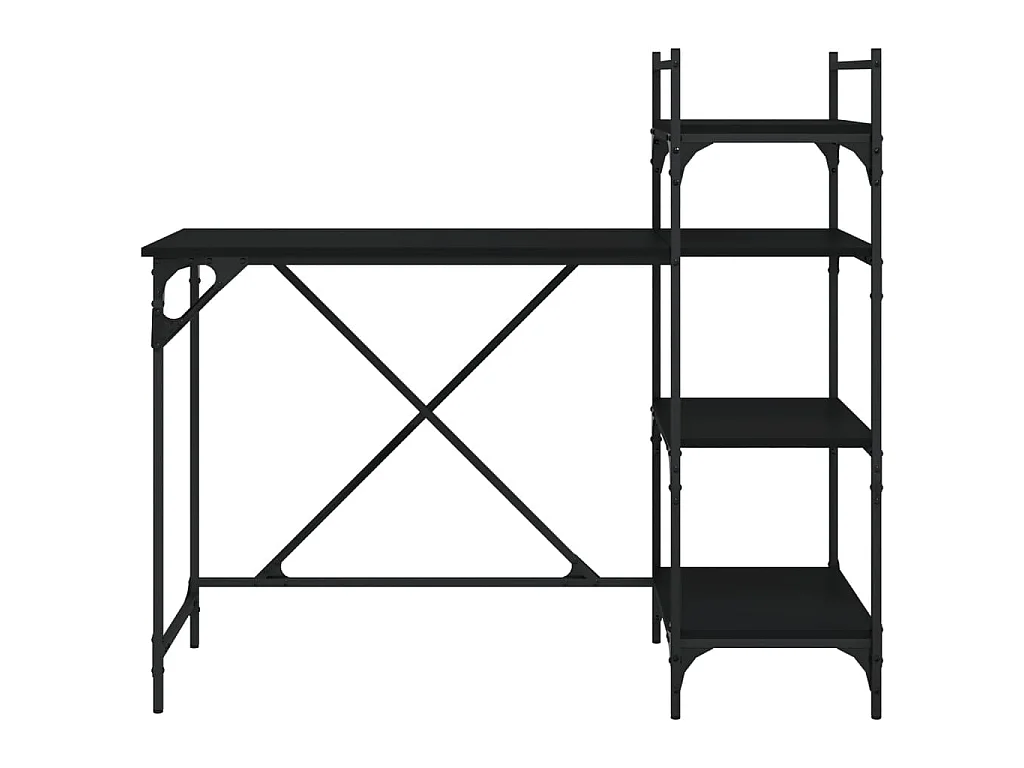 Bureau d'ordinateur avec étagères noir 120x47x109 cm