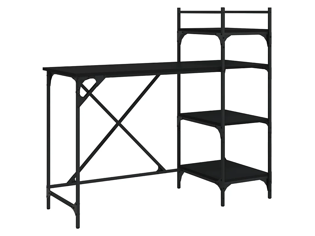 Bureau d'ordinateur avec étagères noir 120x47x109 cm