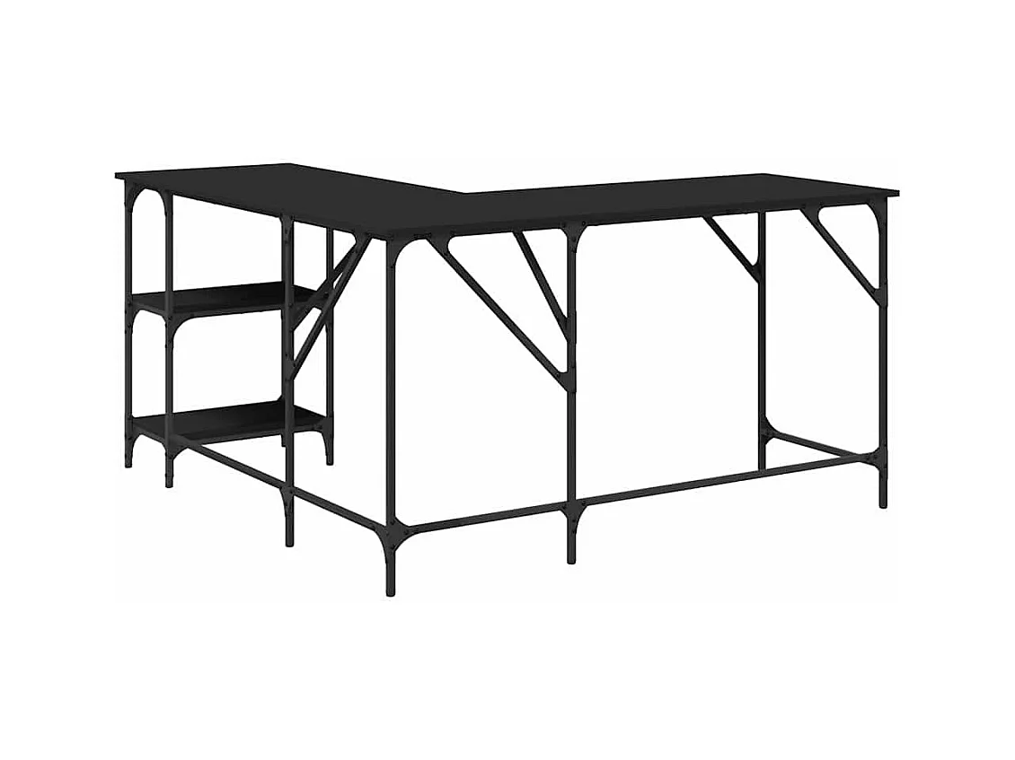 Bureau noir 139x139x75 cm bois d'ingénierie