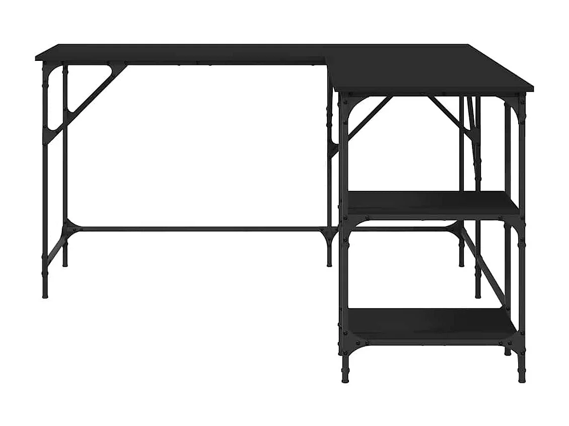 Bureau 139x139x75 cm bewerkt hout zwart