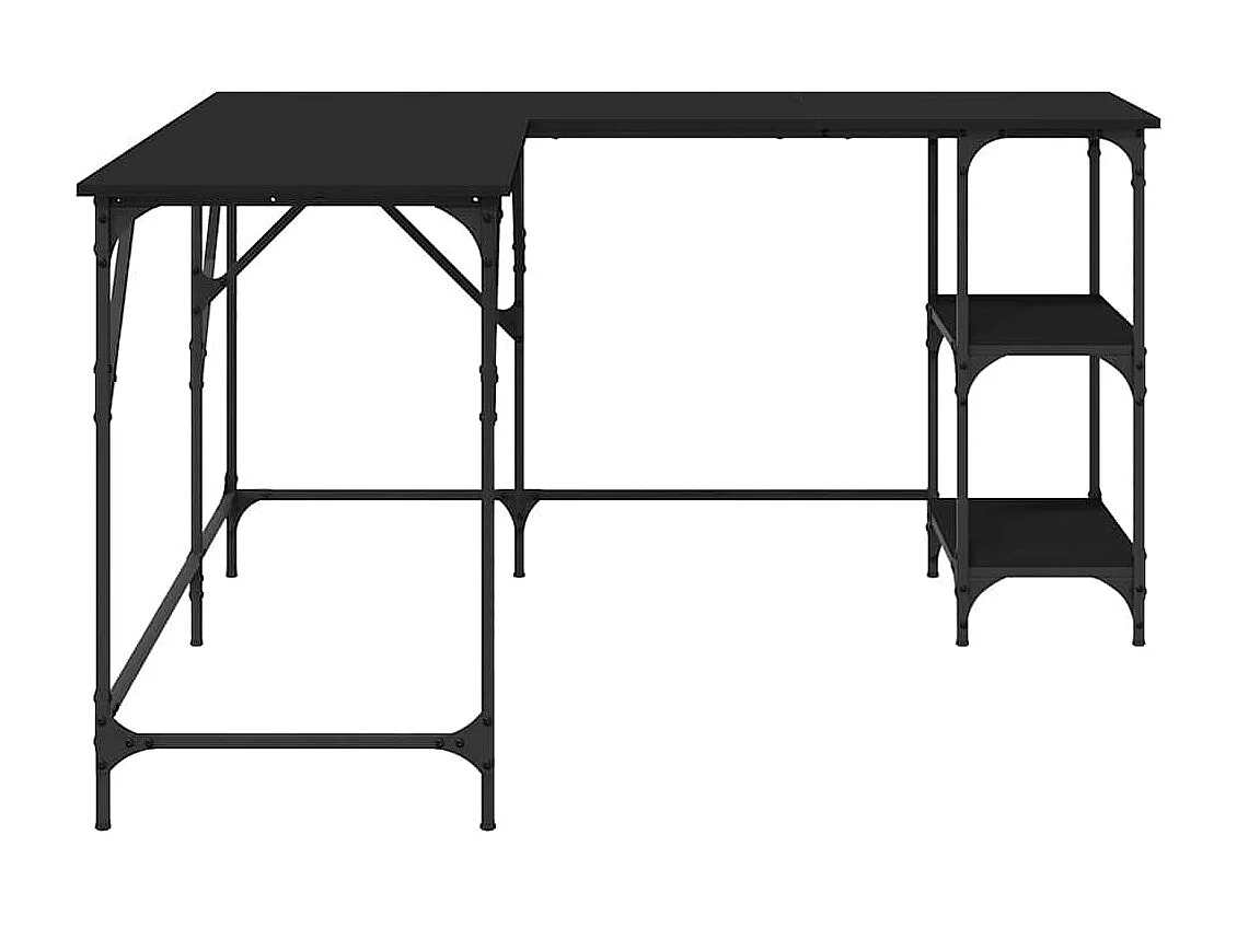 Bureau 139x139x75 cm bewerkt hout zwart
