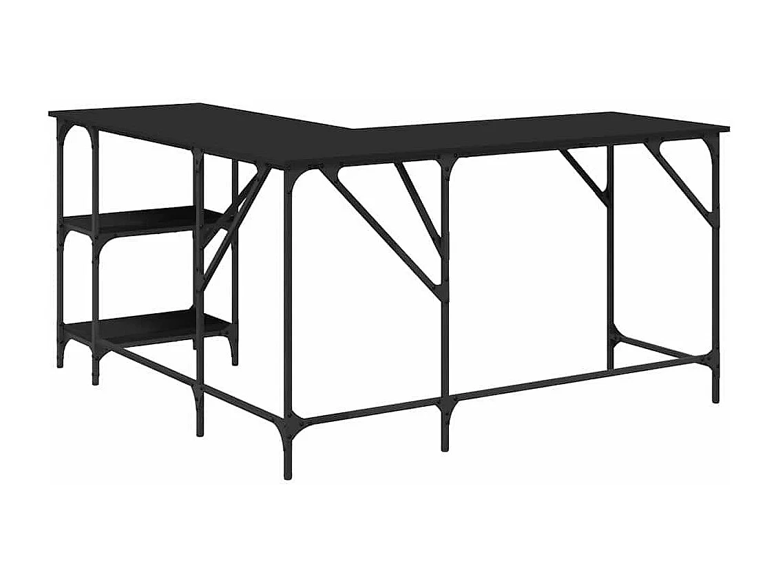 Bureau 139x139x75 cm bewerkt hout zwart