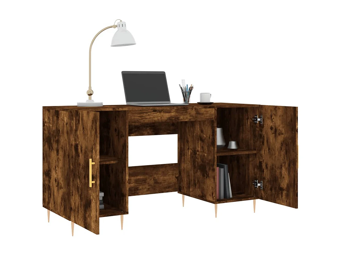 Bureau chêne fumé 140x50x75 cm bois d'ingénierie