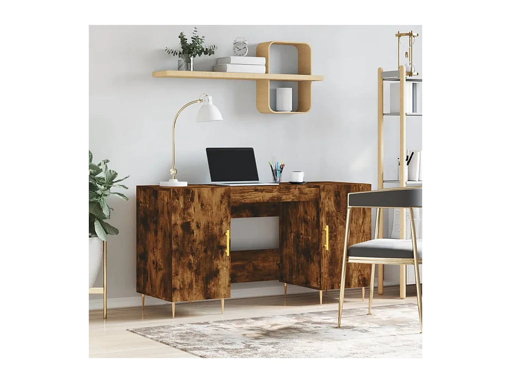 Bureau chêne fumé 140x50x75 cm bois d'ingénierie