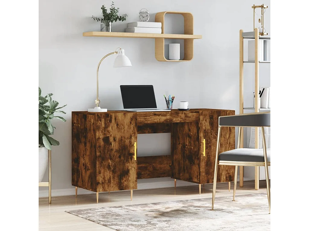 Bureau chêne fumé 140x50x75 cm bois d'ingénierie