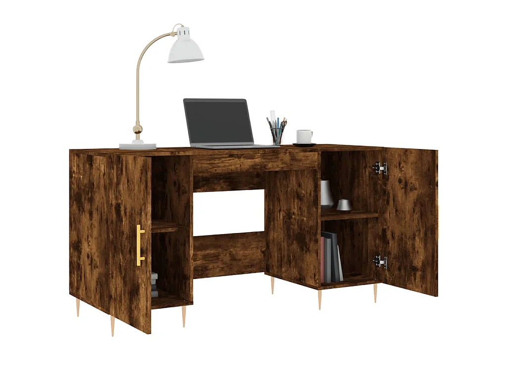 Bureau chêne fumé 140x50x75 cm bois d'ingénierie