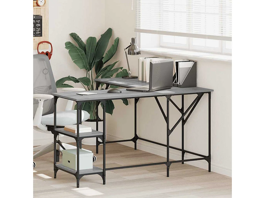Bureau sonoma gris 139x139x75 cm bois d'ingénierie
