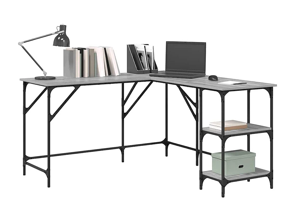 Bureau sonoma gris 139x139x75 cm bois d'ingénierie