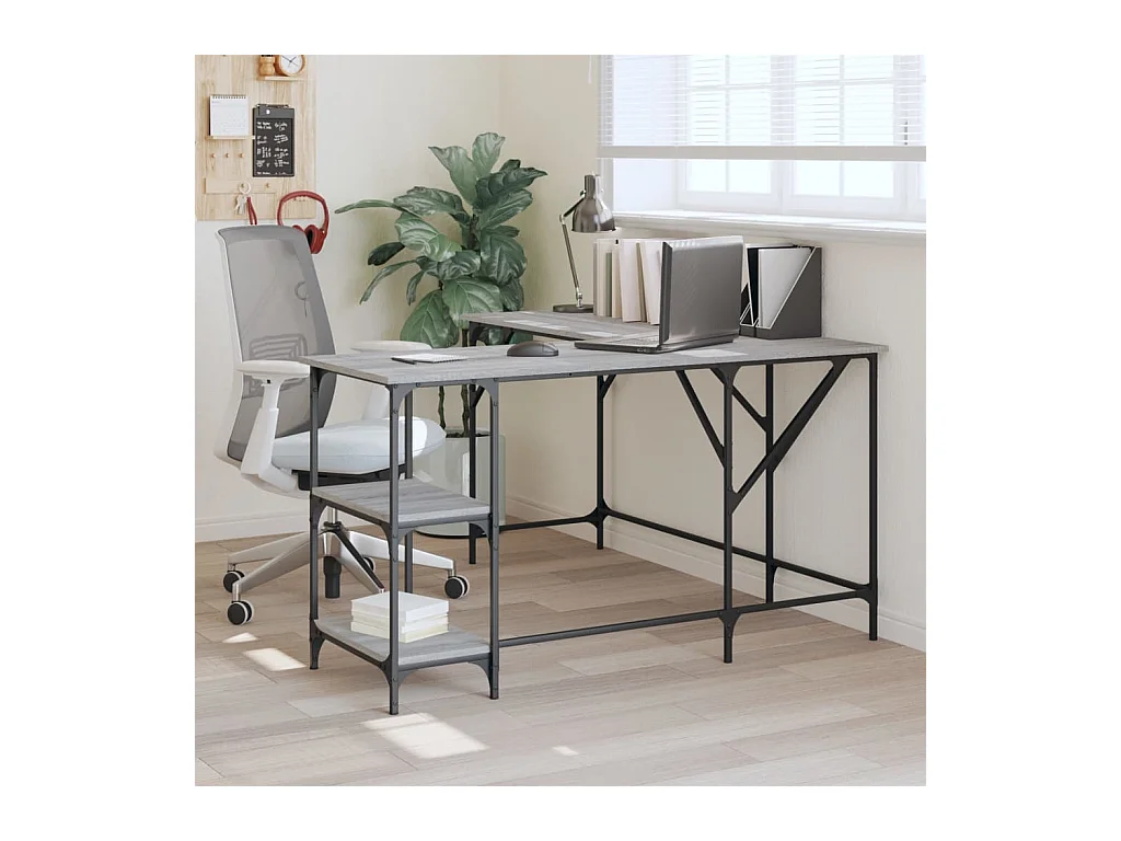 Bureau sonoma gris 139x139x75 cm bois d'ingénierie