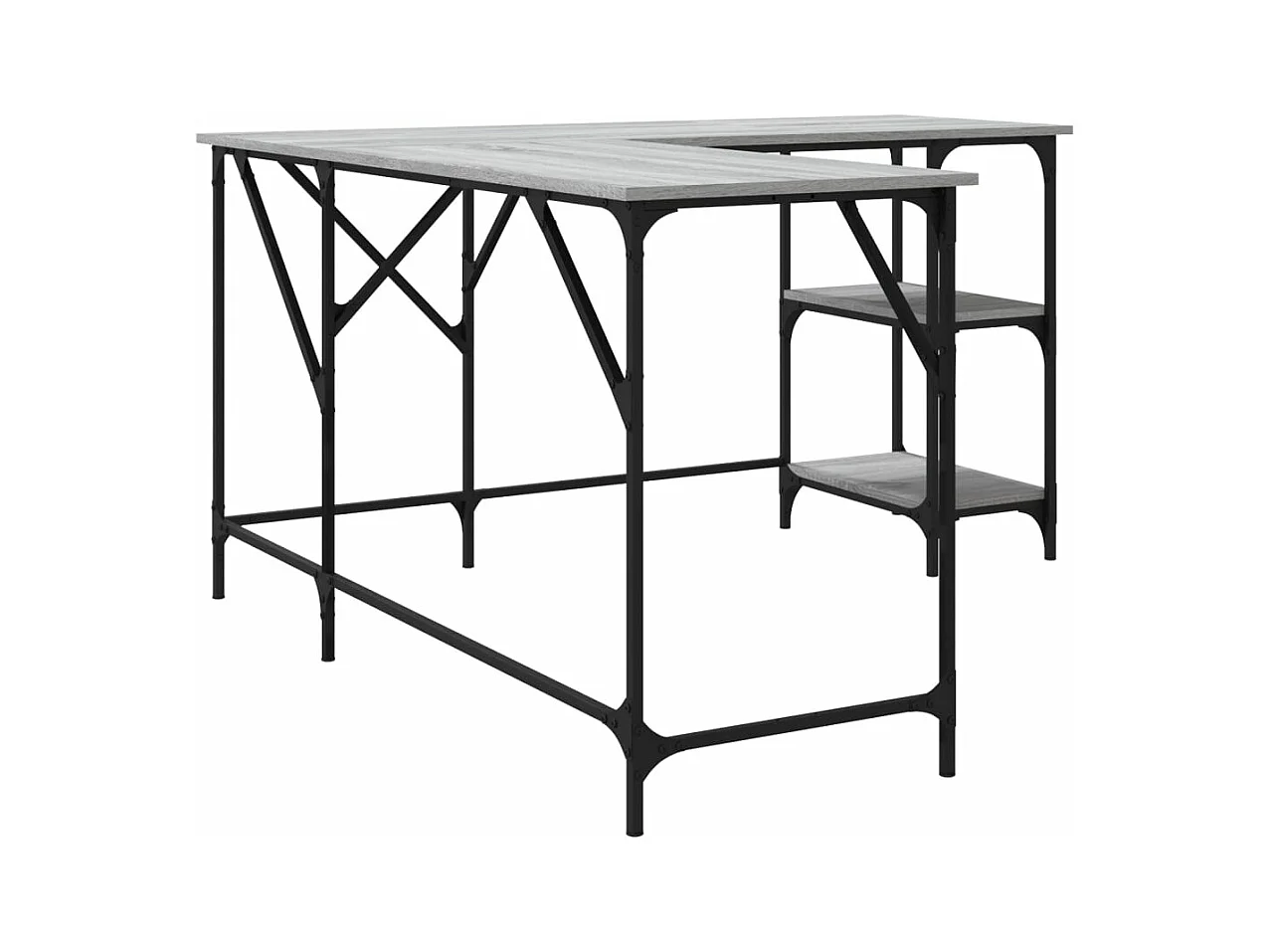 Bureau sonoma gris 139x139x75 cm bois d'ingénierie