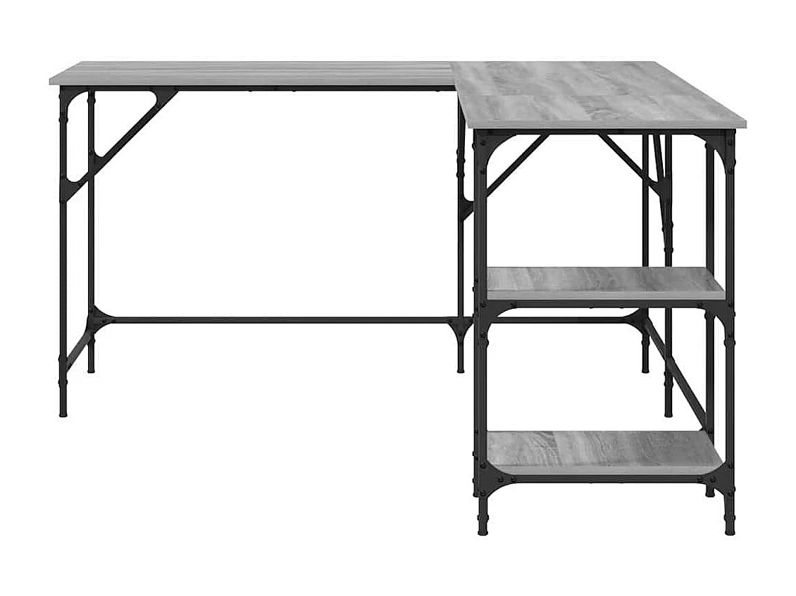 Bureau 139x139x75 cm bewerkt hout grijs sonoma eikenkleurig