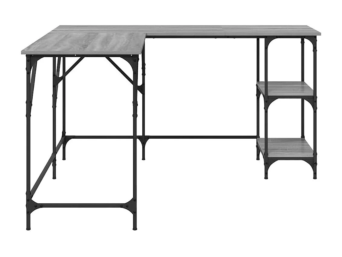 Bureau 139x139x75 cm bewerkt hout grijs sonoma eikenkleurig