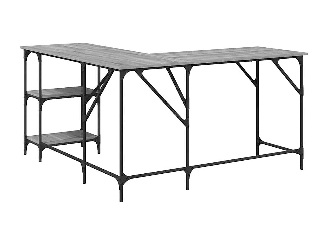 Bureau 139x139x75 cm bewerkt hout grijs sonoma eikenkleurig