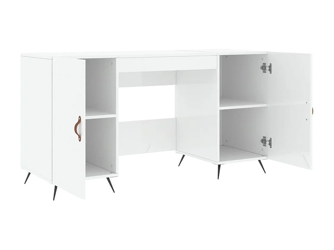 Bureau Blanc brillant 140x50x75 cm Bois d'ingénierie