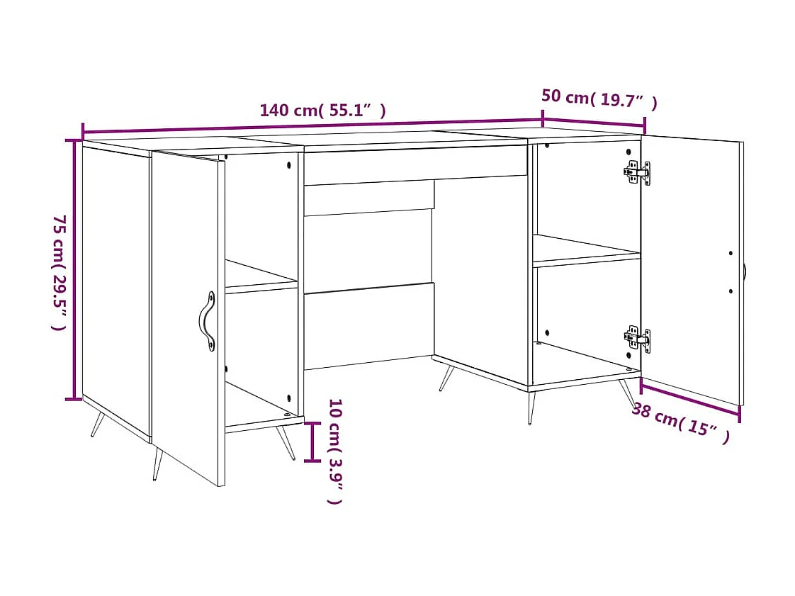 Bureau chêne sonoma 140x50x75 cm bois d'ingénierie